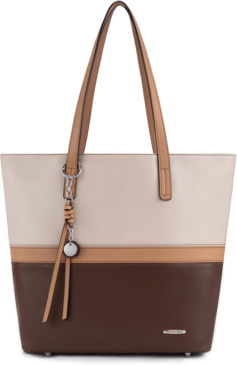 Detalle de Pomelo Best Borsa Tote Donna Grande in Pelle PU Morbida, 32x32x11 cm
