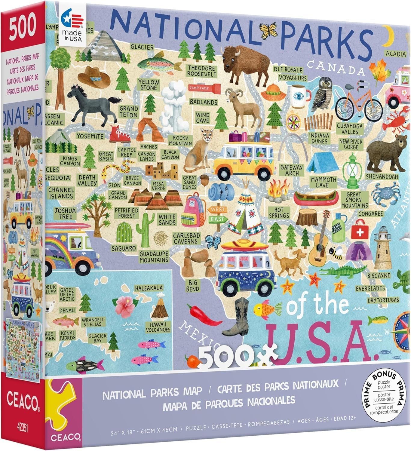 Detalle de Ceaco National Parks Map 500 Piece Jigsaw Puzzle