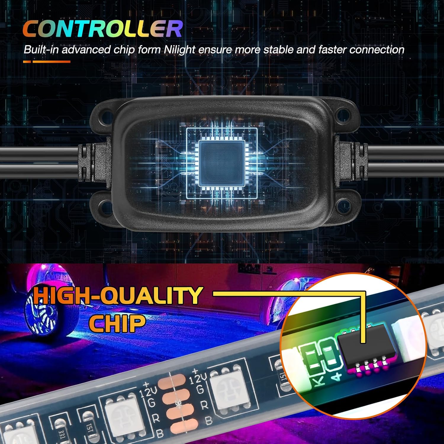 Detalle 2 de Nilight 17.5in RGB LED Wheel Ring Lights