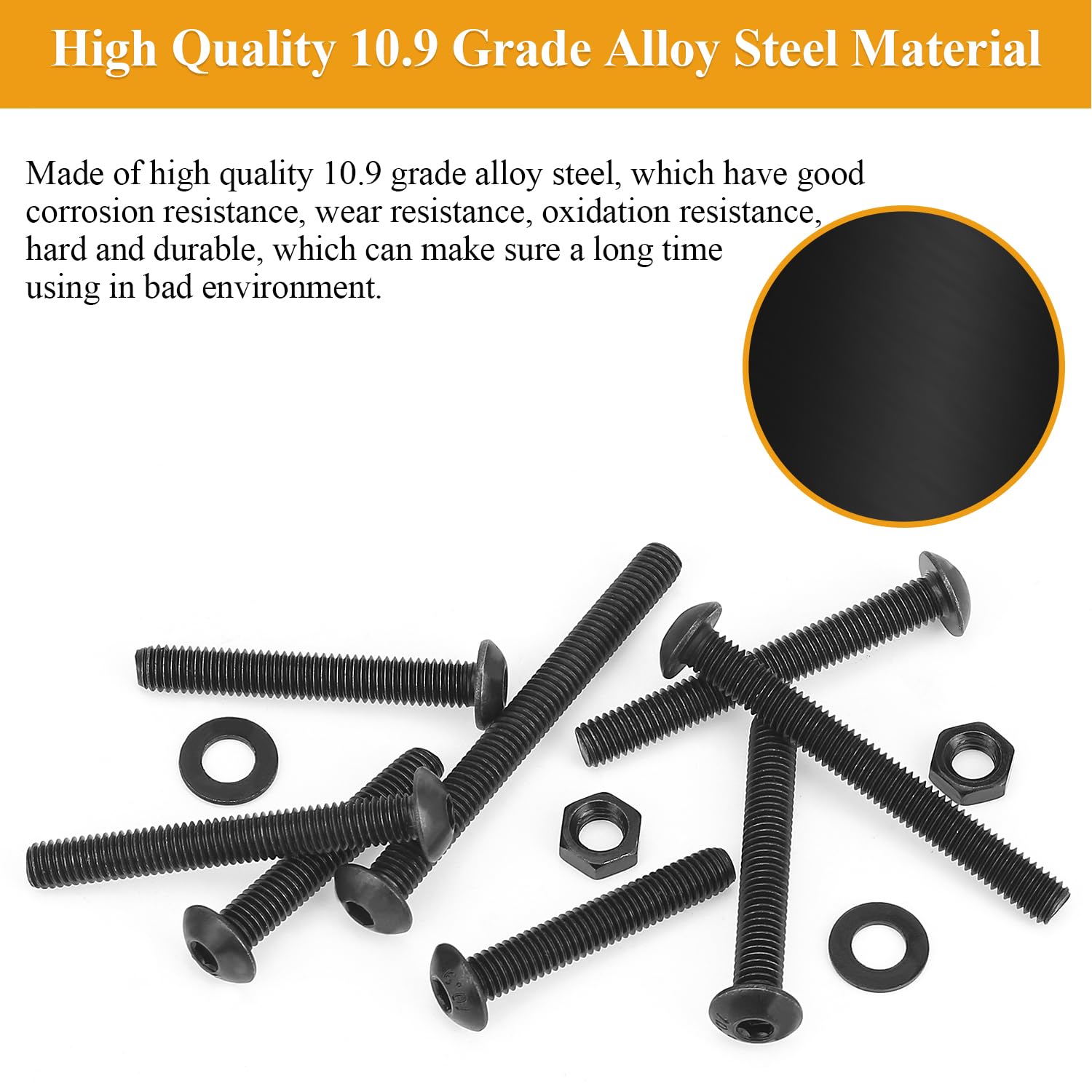 Detalle 2 de Sutemribor M5 x 30mm Button Head Socket Screws, 55-Pack, 10.9 Alloy Steel