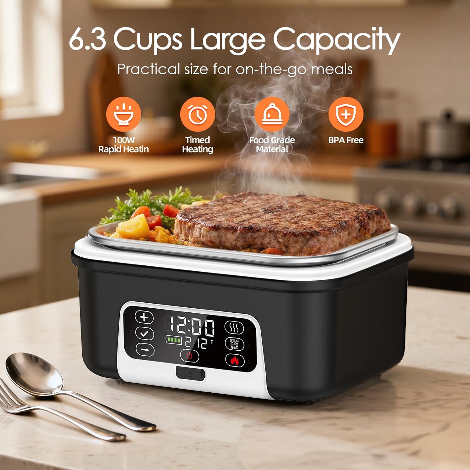Thumbnail 1 de Odopok Cordless Electric Lunch Box: 6.3 Cup, 100W Self-Heating with 20000mAh Battery