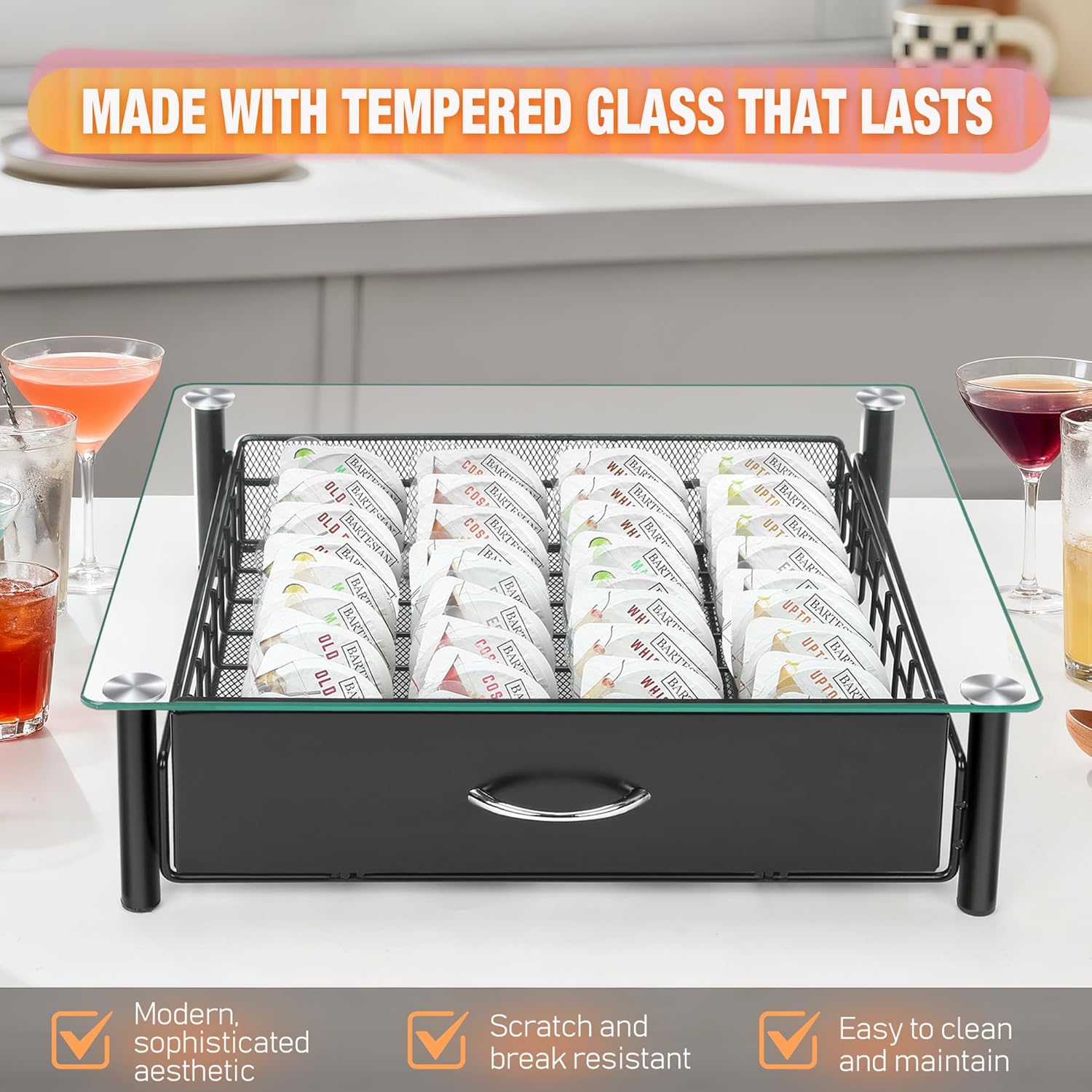 Detalle de Cocktail Beverage Storage Drawer for Bartesian Capsules and BEV by Black+Decker – 36-Capsule Organizer