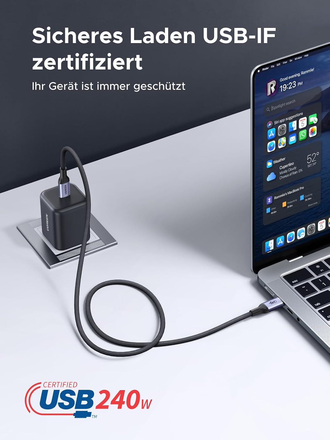 Detalle 2 de UGREEN USB C Kabel 1 m 240W 🔌