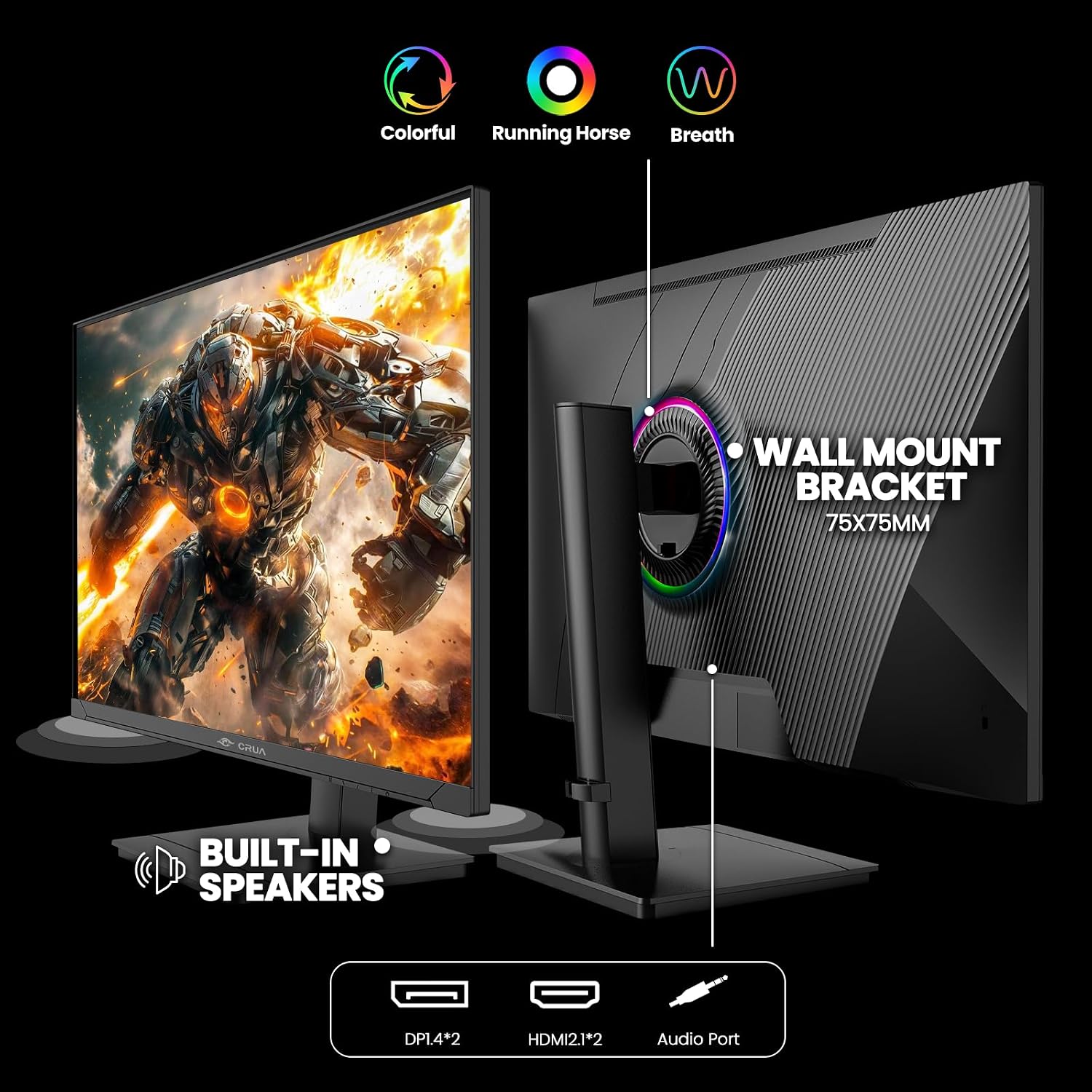 Thumbnail 6 de CRUA 27'' Gaming Monitor: 360Hz, 1440p IPS, FreeSync, Built-in Speakers