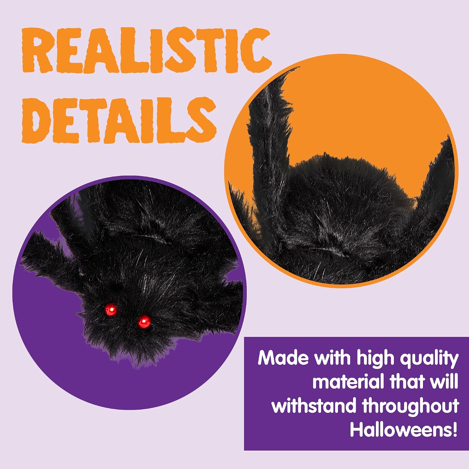 Detalle de JOYIN 10871 Halloween Spider Decorations, 2-Pack, 5 Ft with Red Eyes