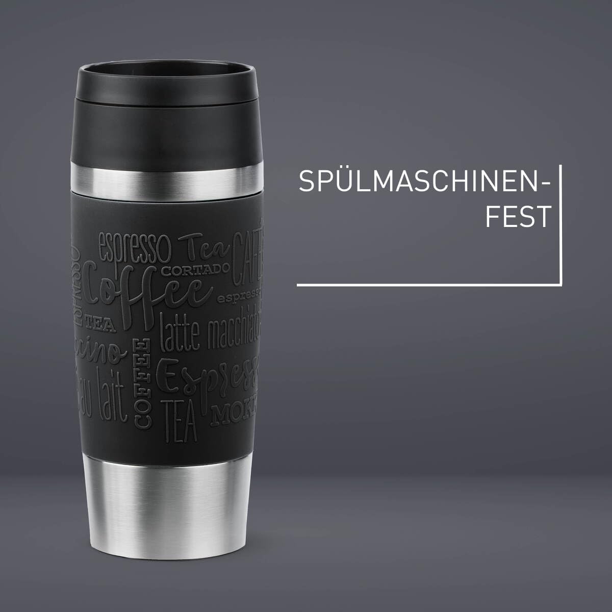 Detalle de Emsa Travel Mug Classic N20202 – 0,36 l, Edelstahl, 100% dicht, 4 h heiß / 8 h kalt