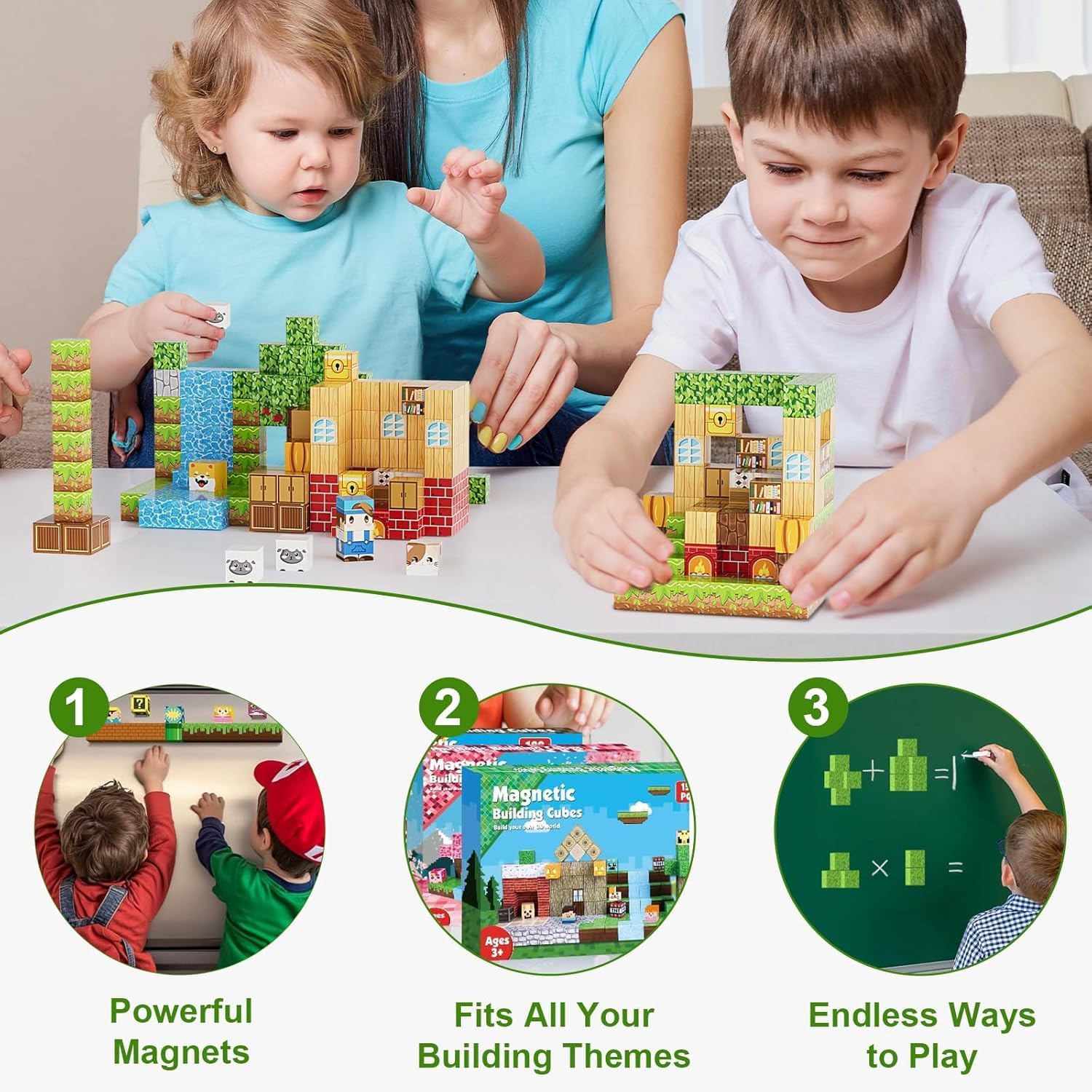 Detalle de Fitrobust 500PCS Magnetic Blocks: A Sturdy, Open-Ended STEM Building Set for Kids 3+