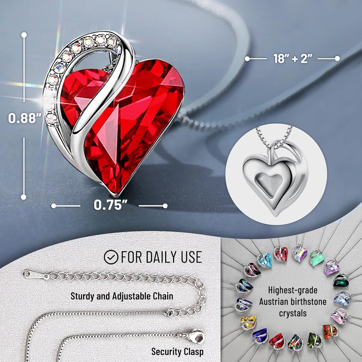Thumbnail 2 de Leafael Infinity Birthstone Necklace 18" 💍
