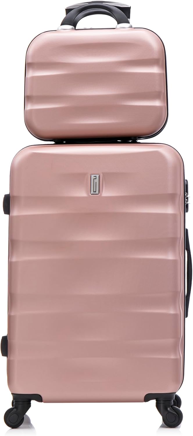 Detalle de CELIMS Set Valigie | Valigia media 20 kg rigida Oro Rosa + Beauty Case 35 cm inclusa