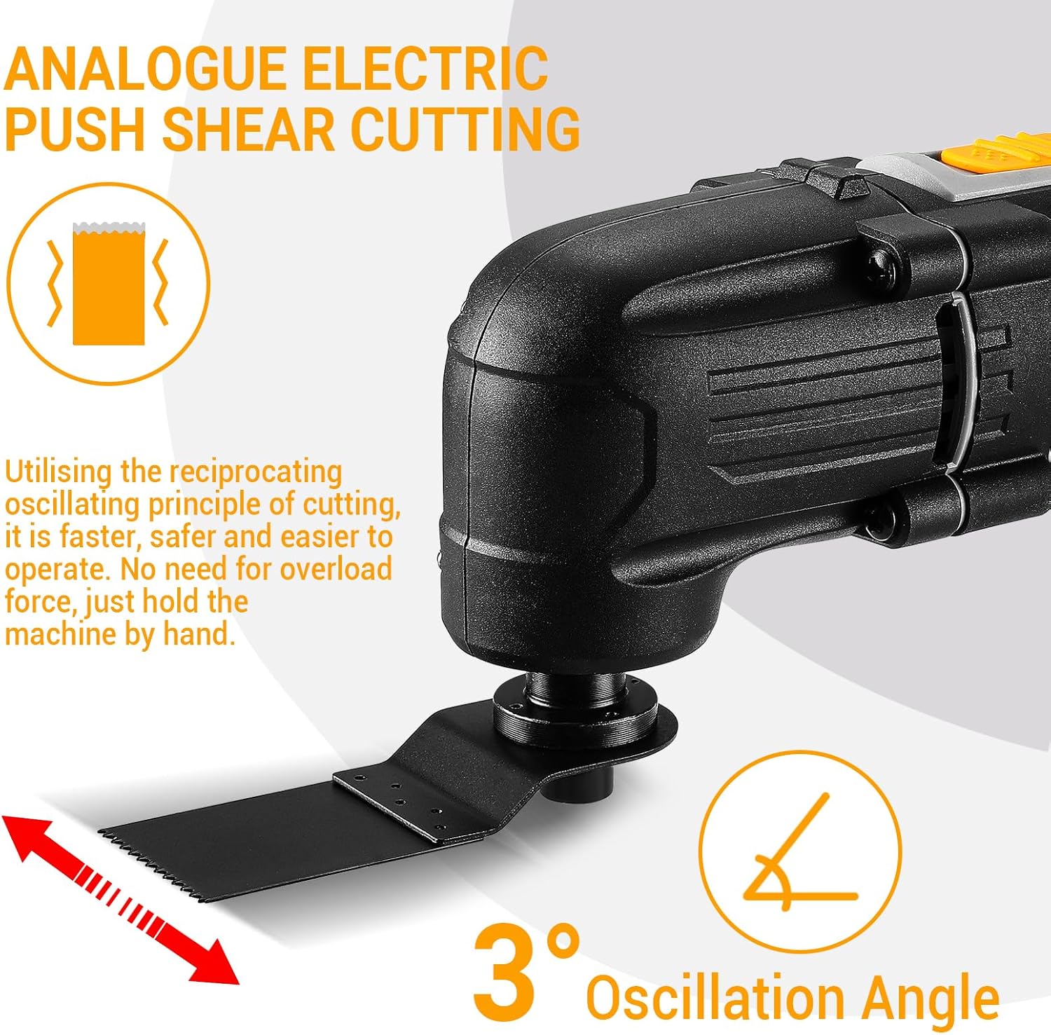 Detalle 2 de DEKOPRO 300W Utensile Multifunzione Oscillante: kit completo per taglio, raschiatura e levigatura