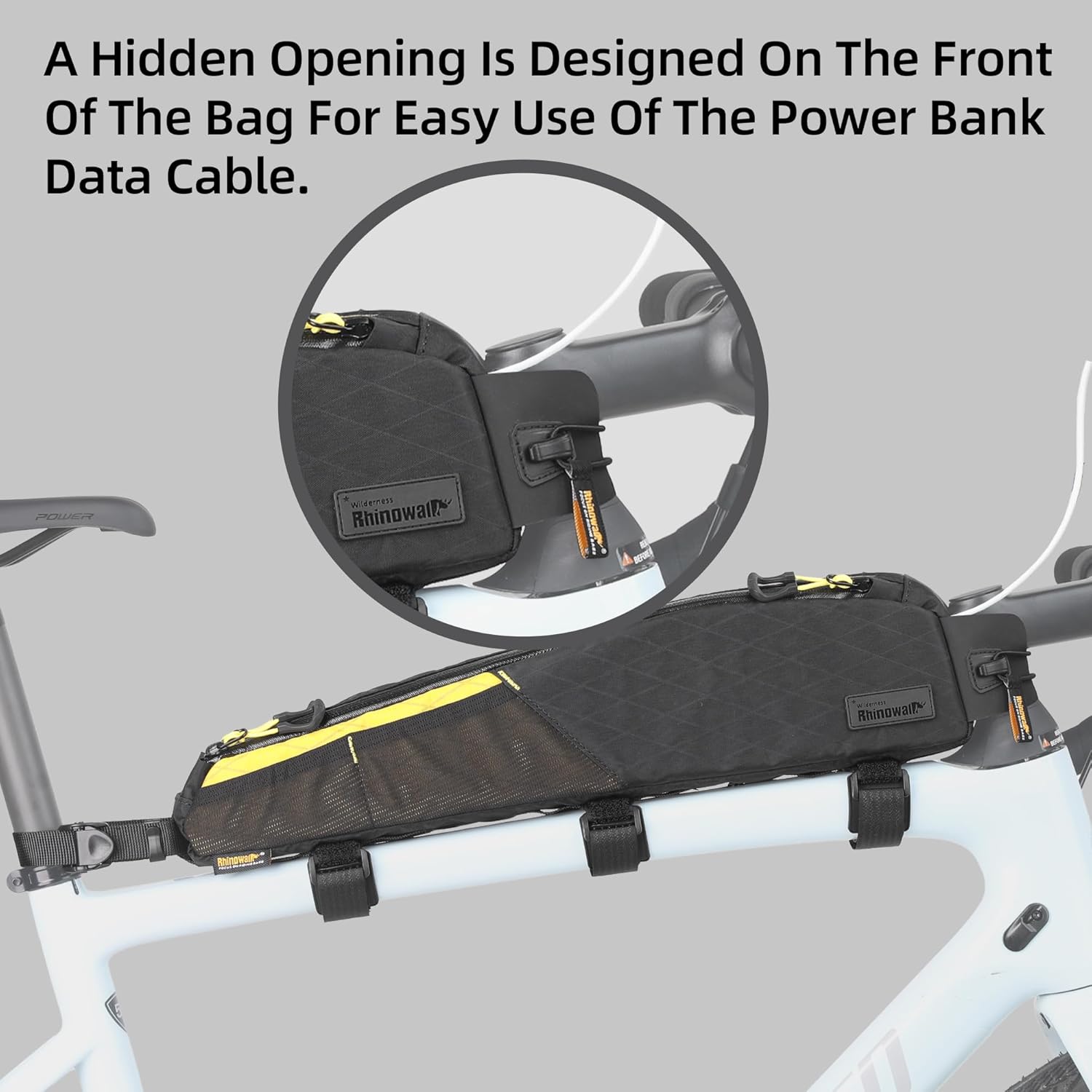 Thumbnail 5 de Rhinowalk Bike Top Tube Bag 2.1L (Waterproof) – Large White frame bag for MTB & road bikes