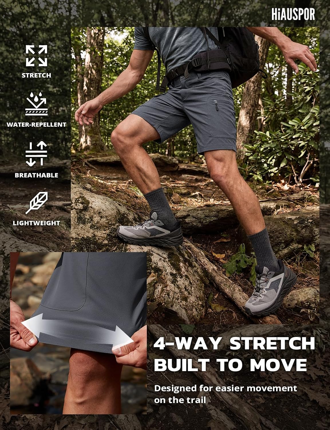 Detalle 2 de Hiauspor Men's Hiking Cargo Shorts 9