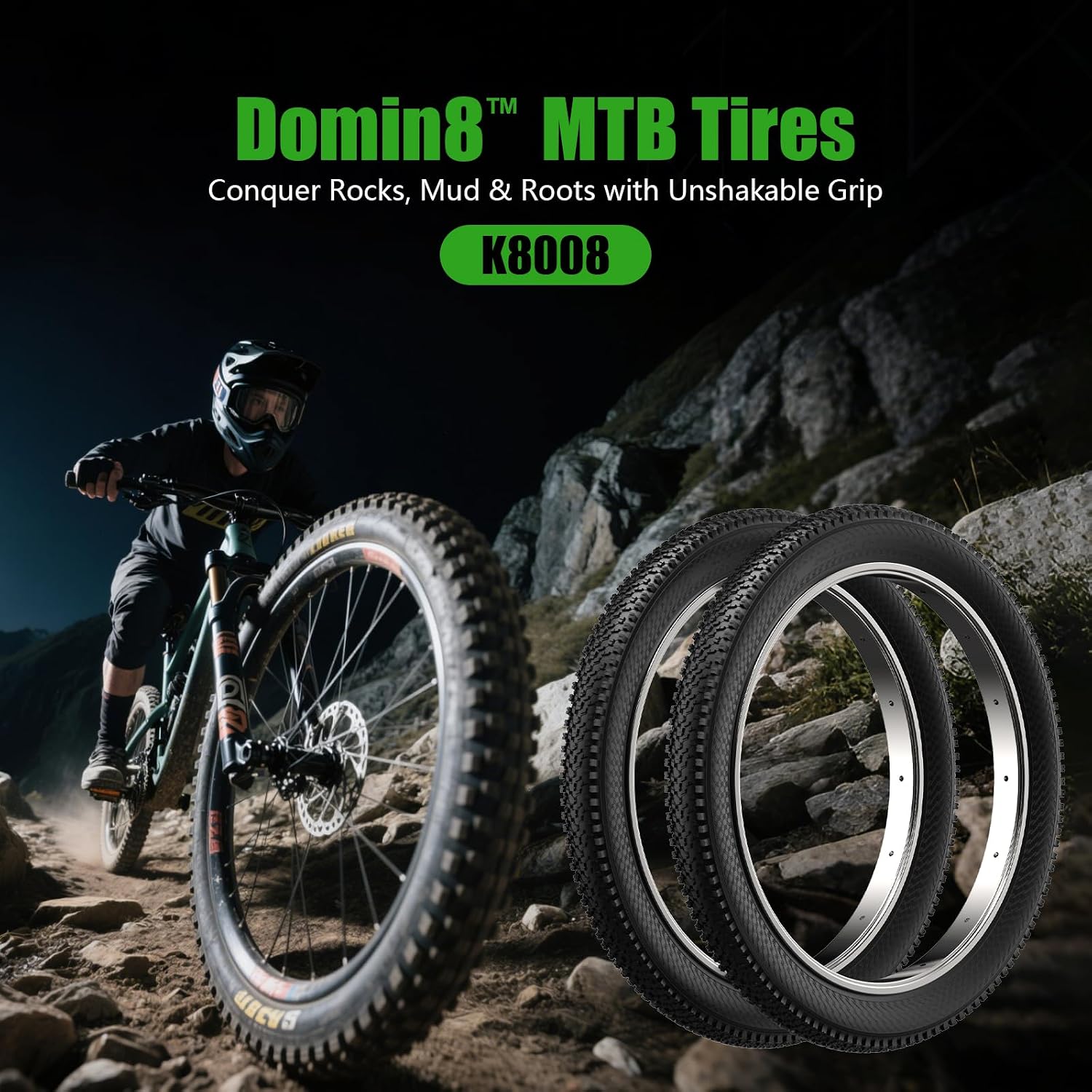 Thumbnail 1 de Kulifoo 26 x 1.95 Mountain Bike Tires, 2-Pack with Tubes and Levers