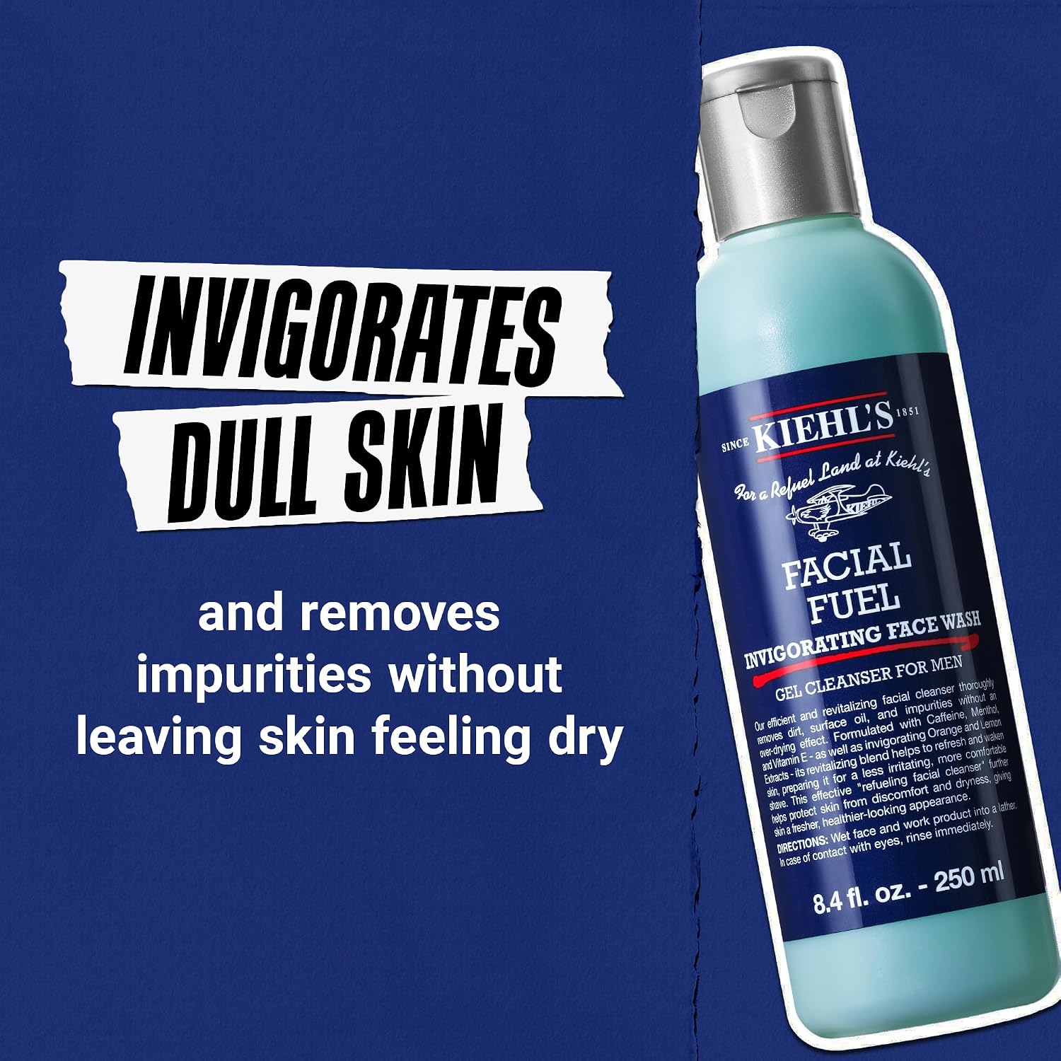 Detalle de Kiehl’s Facial Fuel Energizing Face Wash (Refreshing Men’s Gel Cleanser) with Caffeine