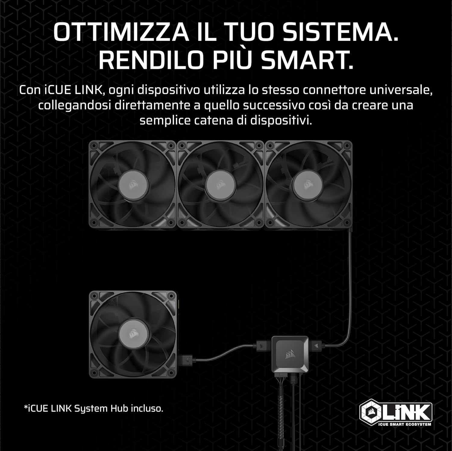 Thumbnail 4 de CORSAIR iCUE LINK RX120 MAX 120mm PWM ventola per radiatori e case, alta pressione statica, con Hub iCUE LINK
