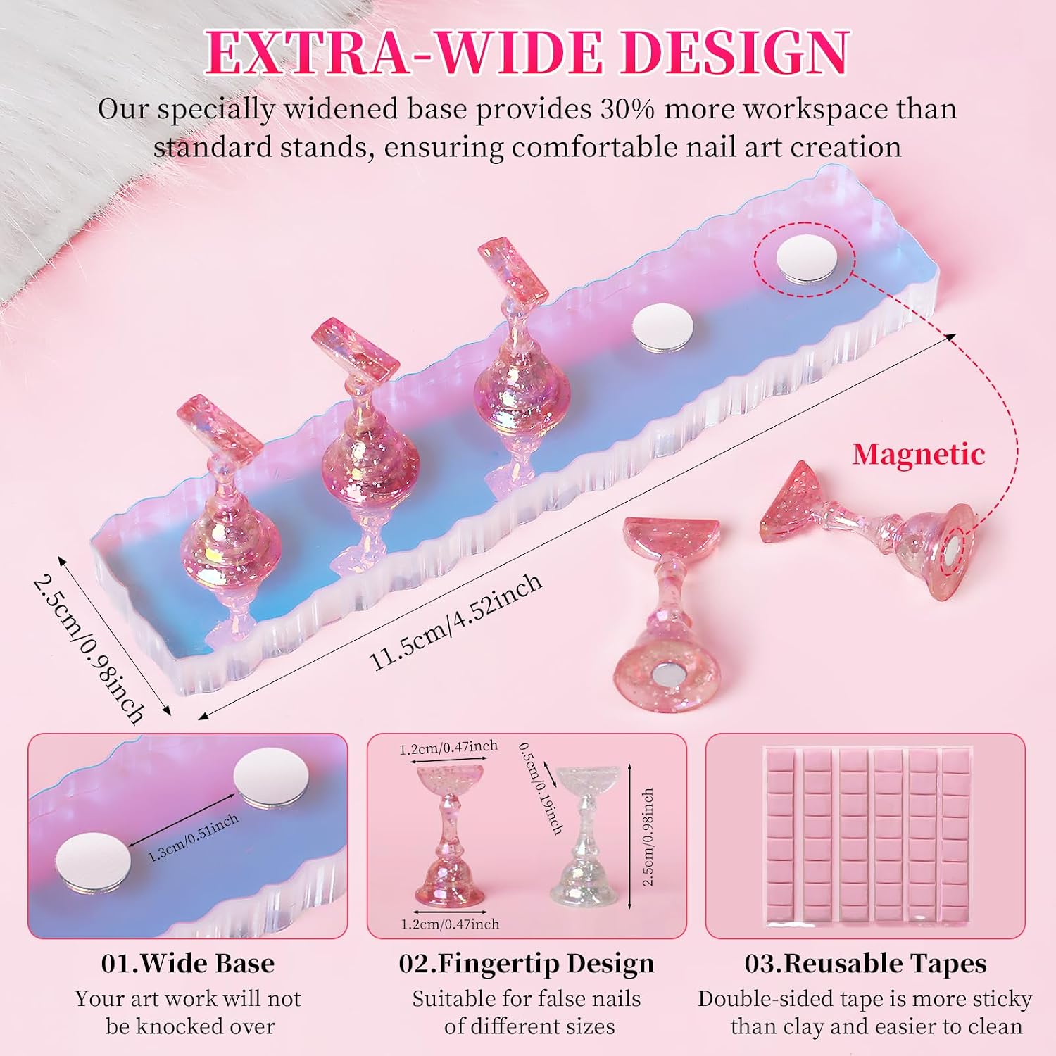 Detalle 2 de ANGNYA 2 Set Nail Stand – Aurora Nail Holder for Painting and Display (Flower 2)