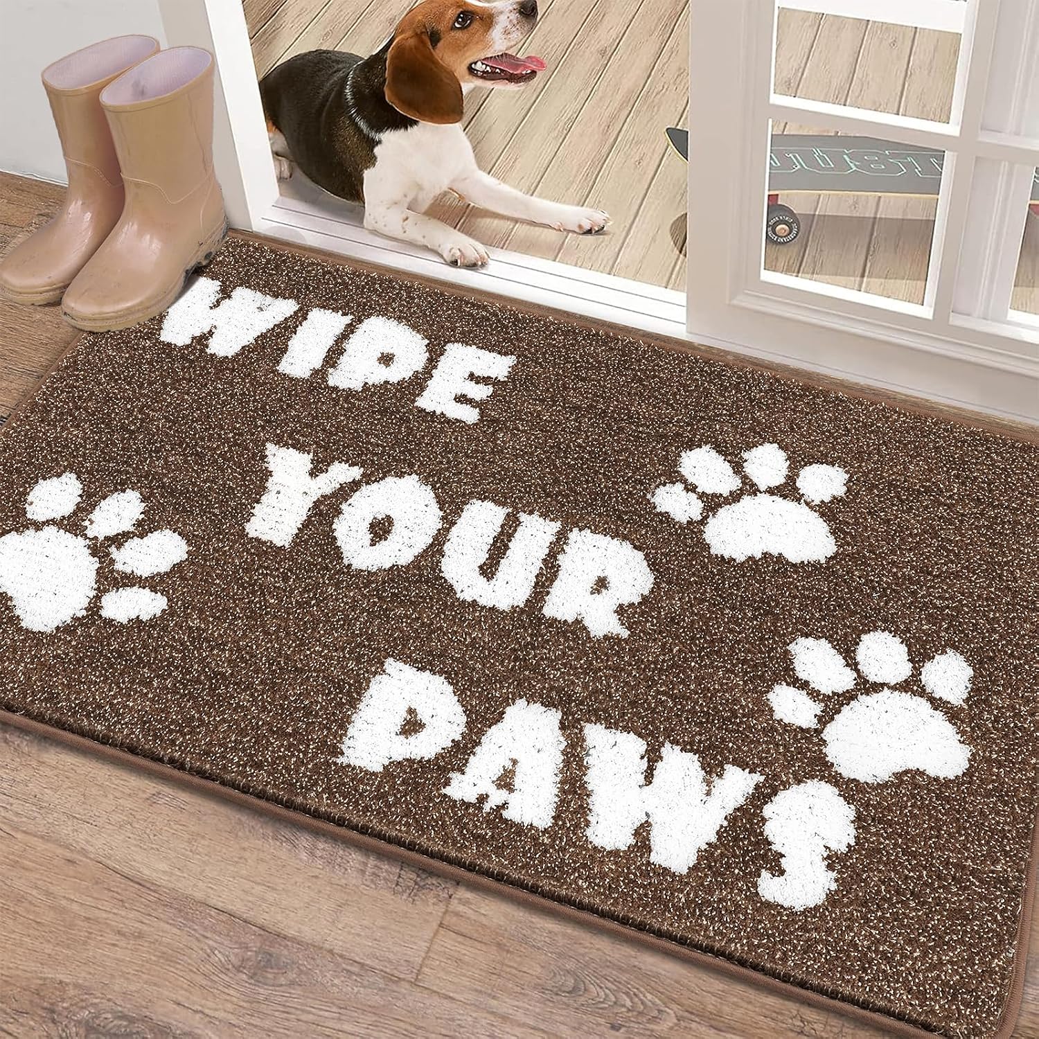 Enyhom Large Dirt Trapper Door Mats Indoor 80 x 120 cm – Non-slip, highly absorbent front door mat (Brown)