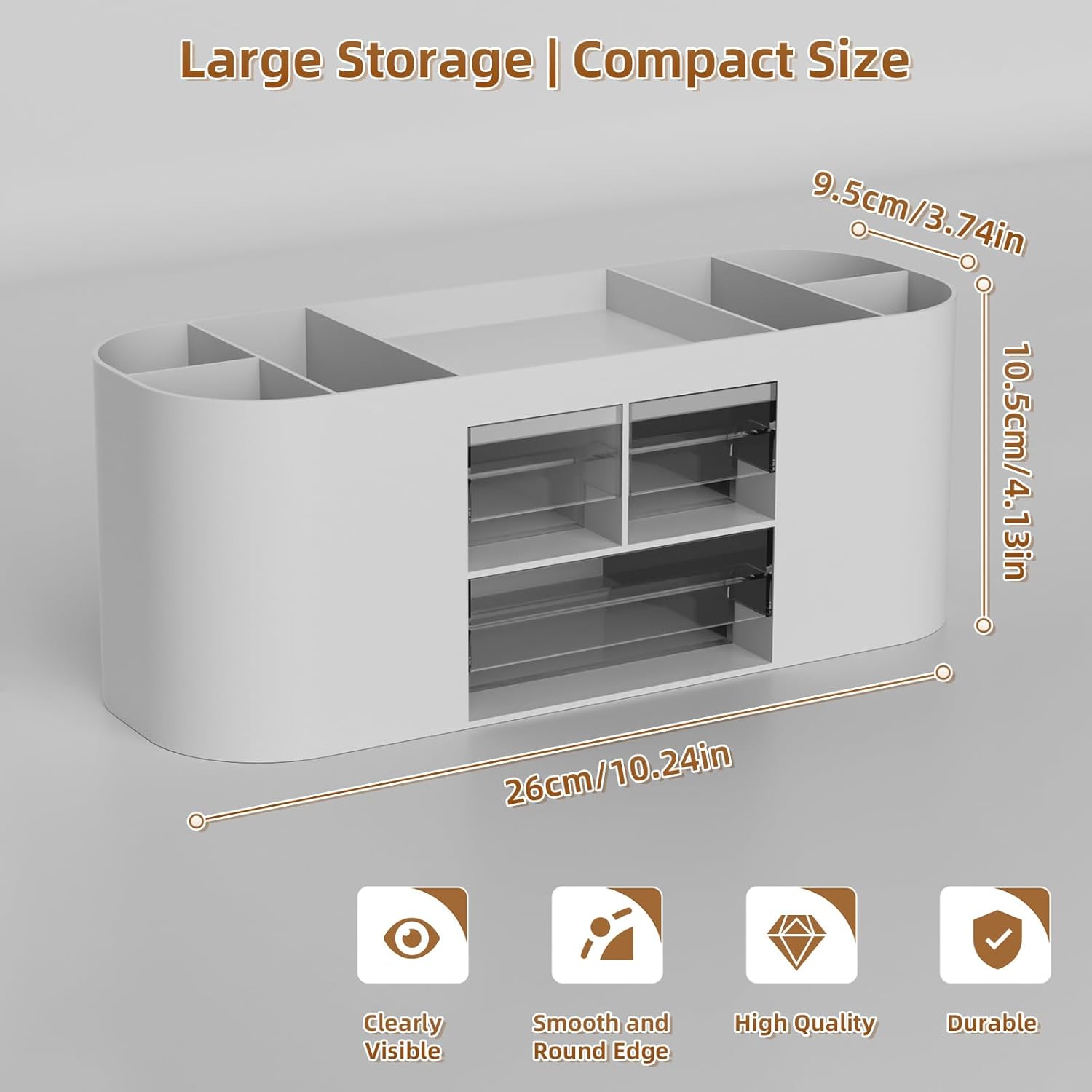 Thumbnail 6 de Marbrasse Schreibtisch Organizer mit 3 Schubladen – 7 Fächer, PS-Material, Grau