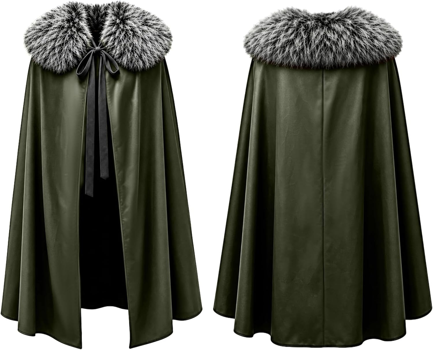 Detalle 2 de HZVRTN Viking-cape met bontkraag voor middeleeuwse cosplay en Halloween