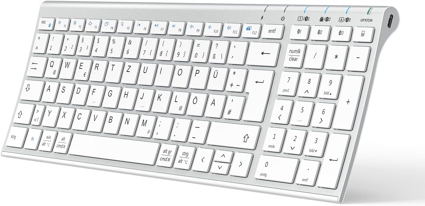 Detalle de iClever BK10 Bluetooth Tastatur 3‑Geräte