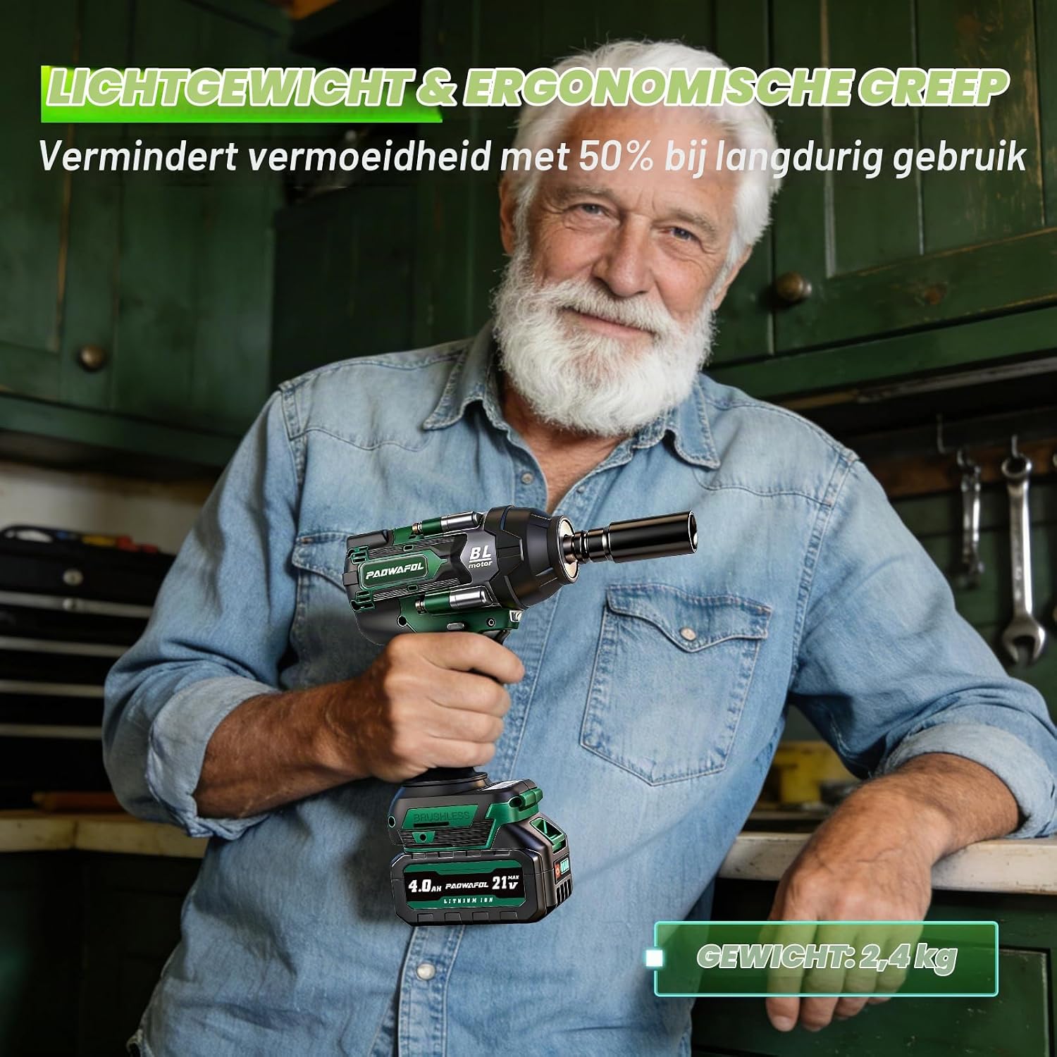Detalle 2 de PAOWAFOL P14 accu-slagmoersleutel 900 Nm met 4 standen en 2 accu’s