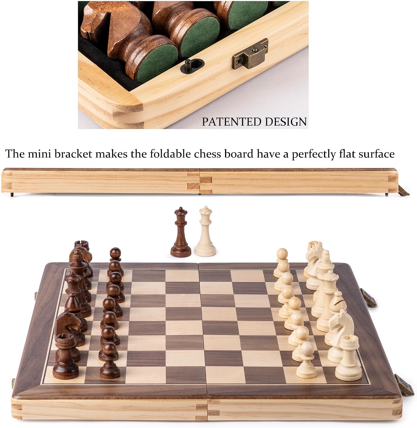 Detalle 2 de A&A 15 inch Wooden Folding Chess Set with 3in King ♟