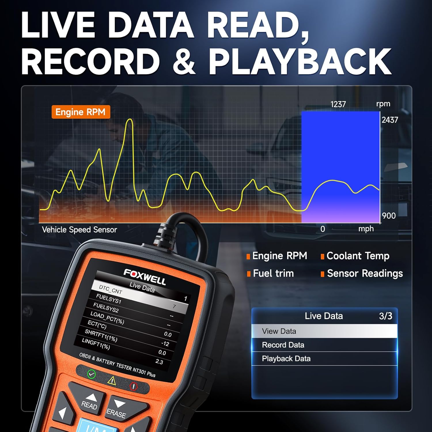 Thumbnail 6 de FOXWELL NT301 Plus OBD2 Scanner 12V