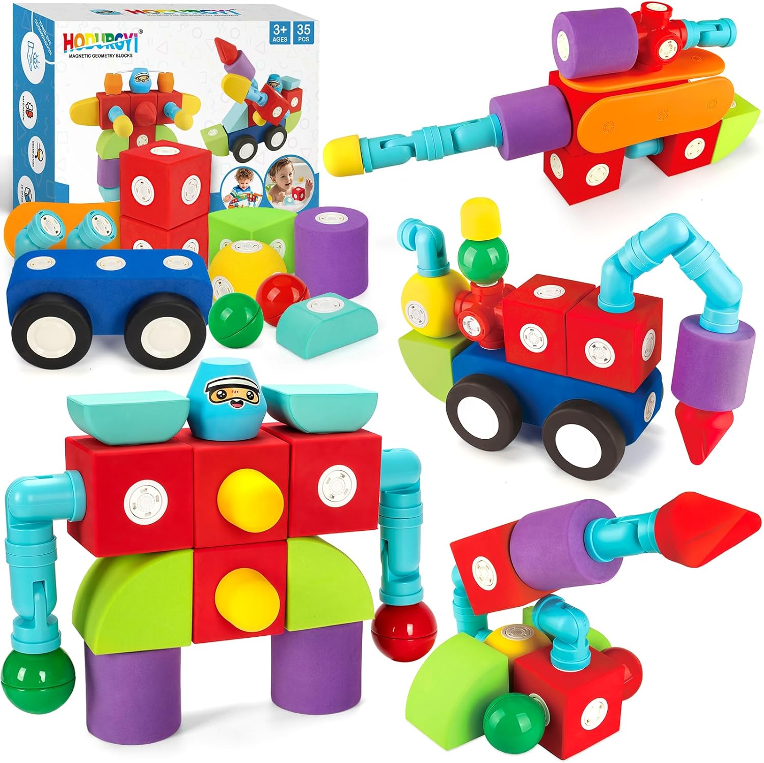 Thumbnail 6 de Hodurgyi 50 PCS Magnetic Foam Blocks for Kids 🎲