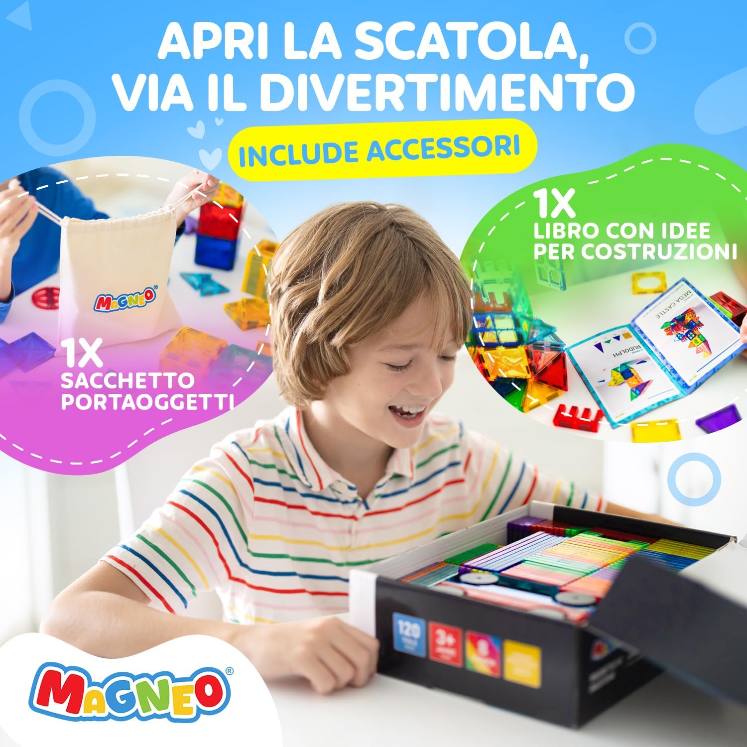 Thumbnail 6 de Magneo® Blocchi Magnetici 120 Pezzi gioco educativo
