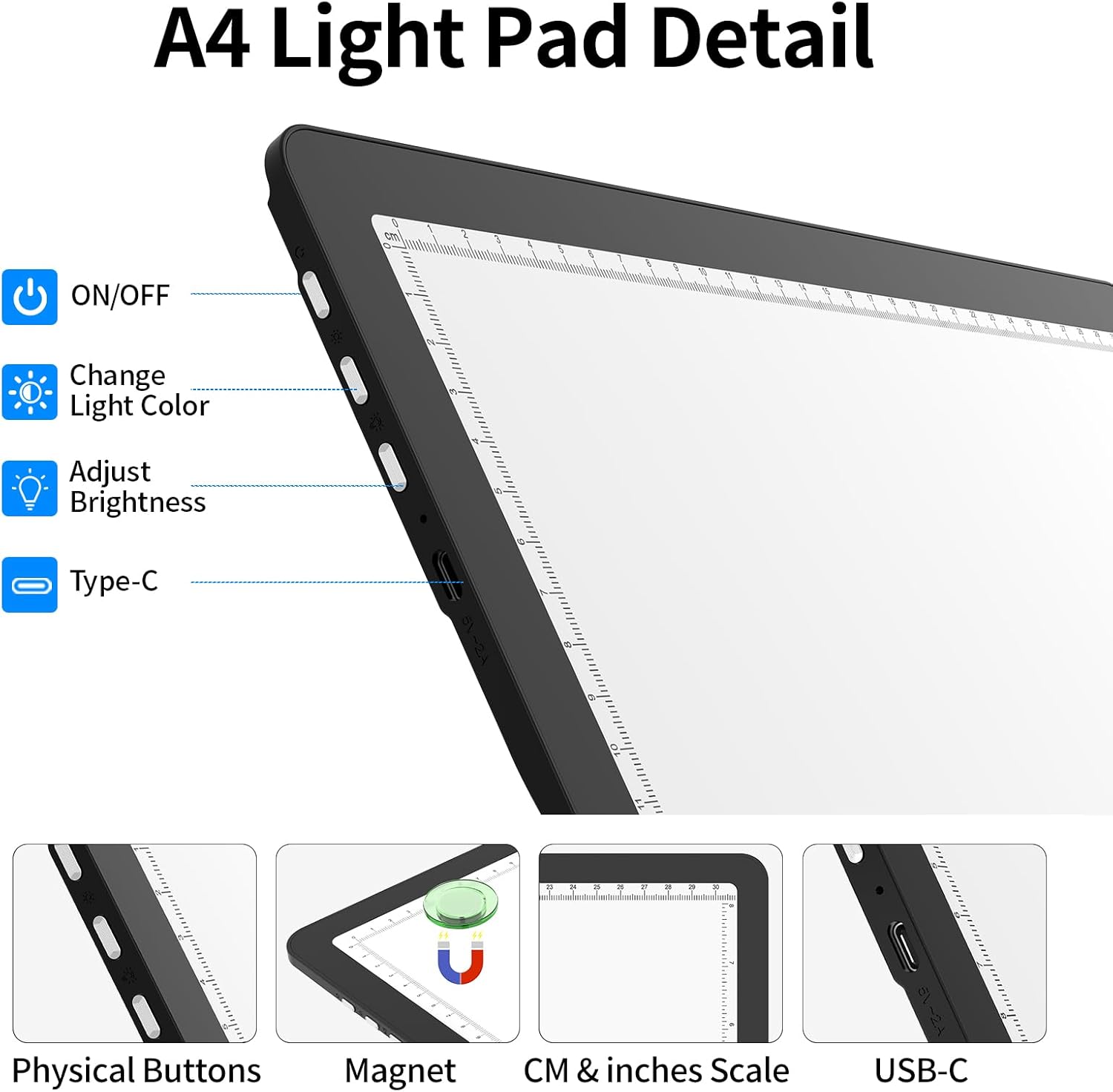 Thumbnail 6 de TOHETO A4 Leuchttisch mit Ständer für Diamantmalerei – kabelloses, wiederaufladbares LED Light Pad zum Nachzeichnen