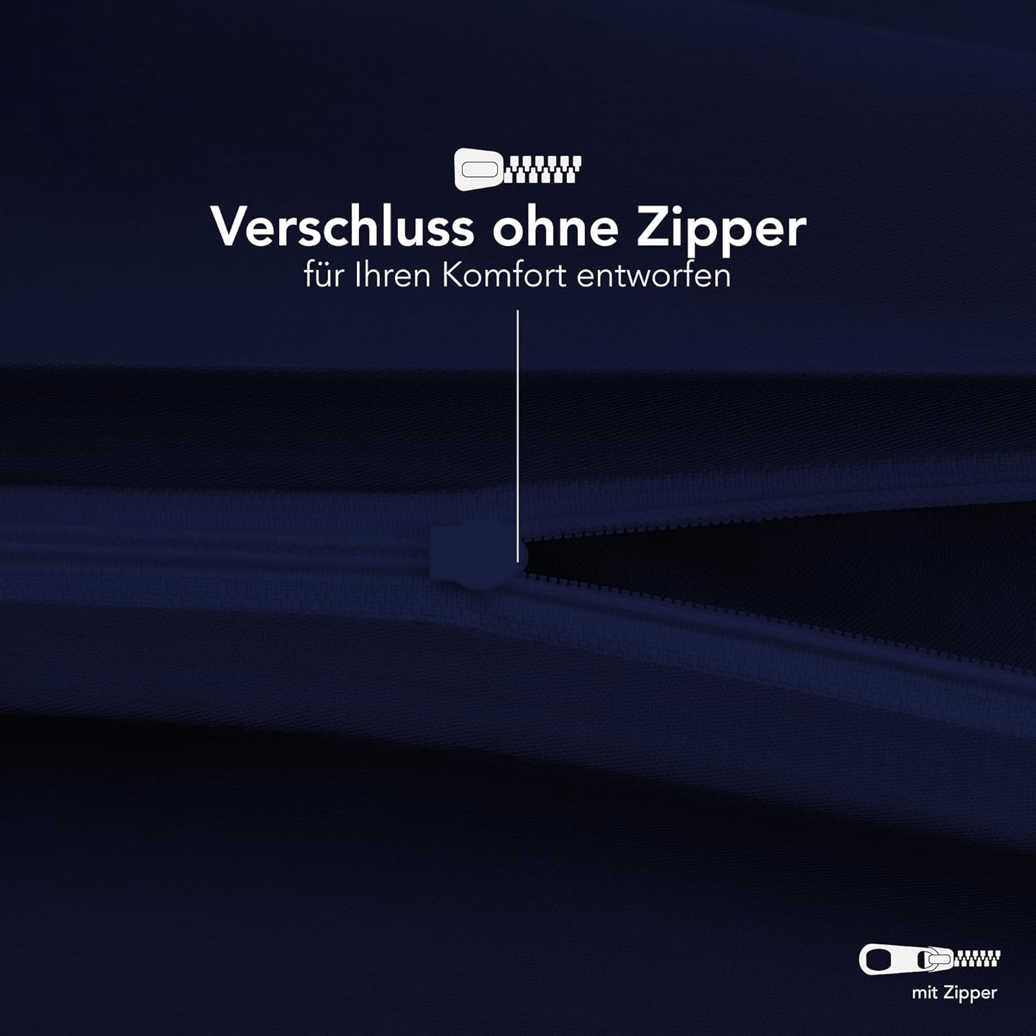 Thumbnail 3 de Dreamzie Kissenbezug 40 x 80 cm (Set mit 2) – 100% Jersey Baumwolle, dunkelblau