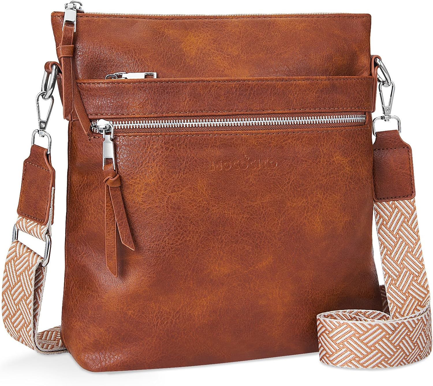 MOCOCITO Umhängetasche Damen im Crossbody-Style mit breitem, verstellbarem Gurt (29 x 27 x 7,5 cm)