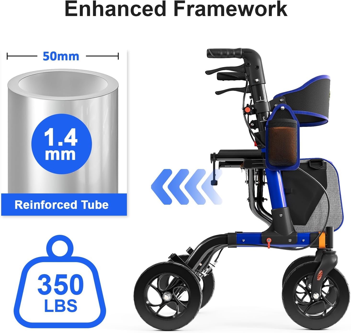 Thumbnail 1 de Walkers for Seniors Rollator Walker with Seat 350 lb 🚶