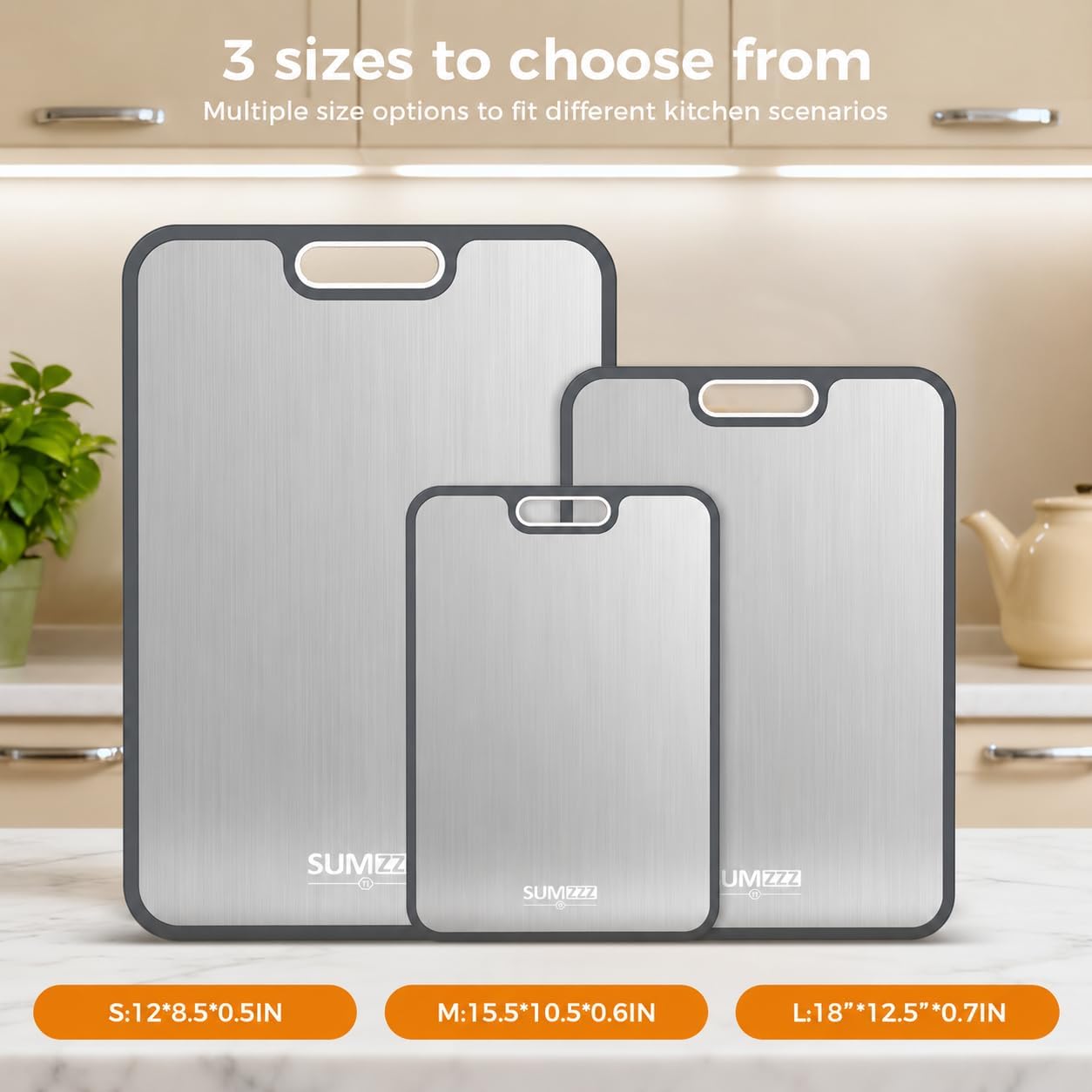 Thumbnail 4 de Sumzzz TI-0107 Double-Sided Titanium Cutting Board Set, 3 Sizes
