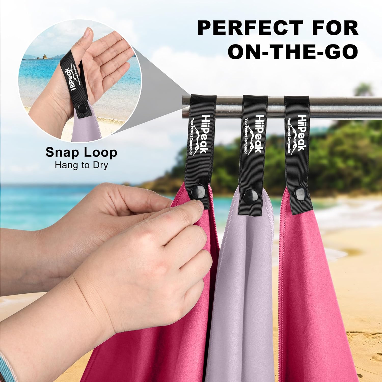 Thumbnail 1 de HiiPeak Microfibre Towel Compact Camping & Beach Towel (180cm x 90cm) – Quick Dry Lightweight Absorbent – Watermelon Red (1 pack)