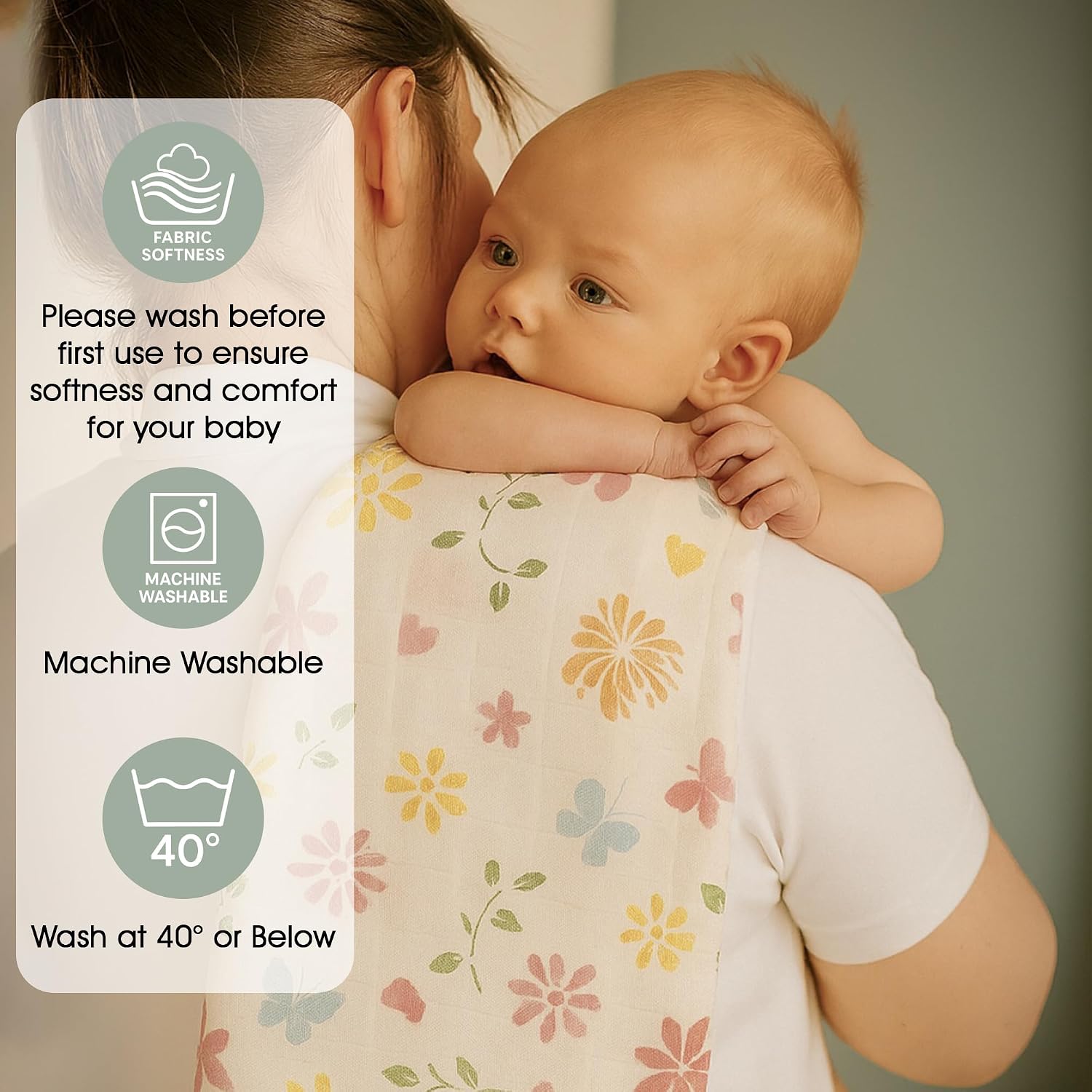 Detalle de Large Baby Muslin Cloths Pack of 6 70 x 70 cm