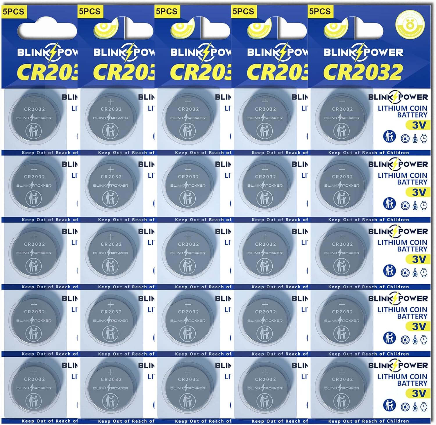 Detalle de Blinkspower CR2032-25-1A1 Lithium Coin Batteries, 3 V, 25-Pack