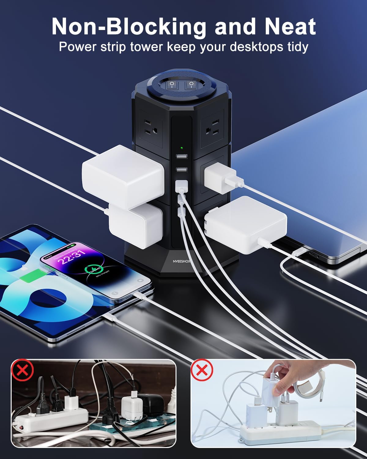 Detalle de Surge Protector Tower 17 in 1, 10FT
