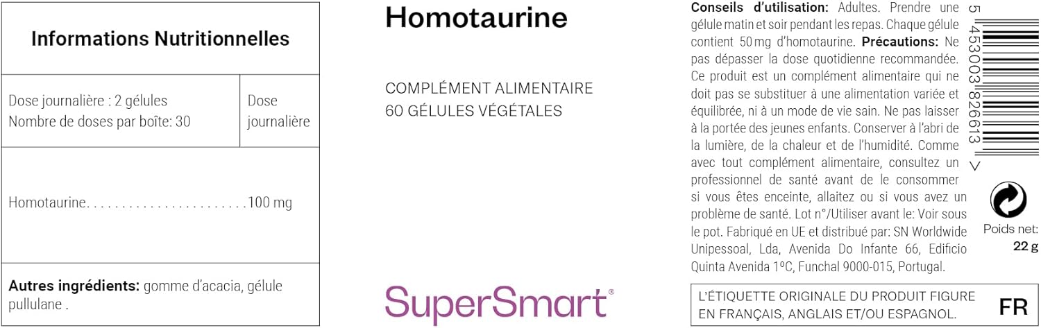 Thumbnail 2 de Homotaurine Supersmart – complément vegan sans gluten pour le soutien cognitif et l’apaisement
