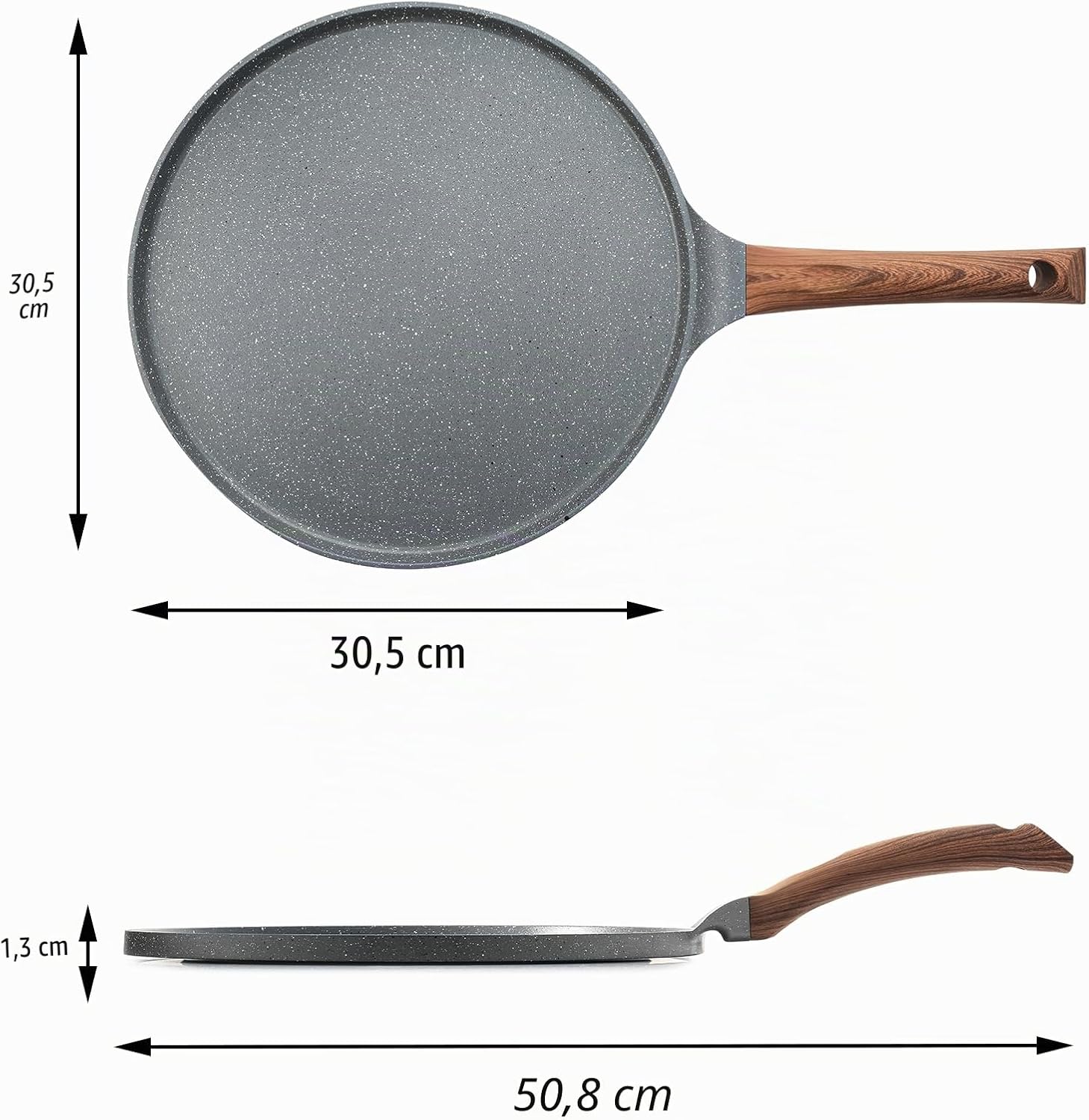 Detalle 2 de SENSARTE Crepe Pfanne 30 cm – Schweizer Granit Antihaftbeschichtung, induktionsgeeignet