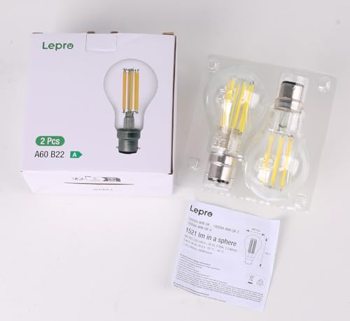 Thumbnail 8 de Lepro 1520lm Bayonet Light Bulb A-Rated, 7.2W, Warm White – Pack of 2