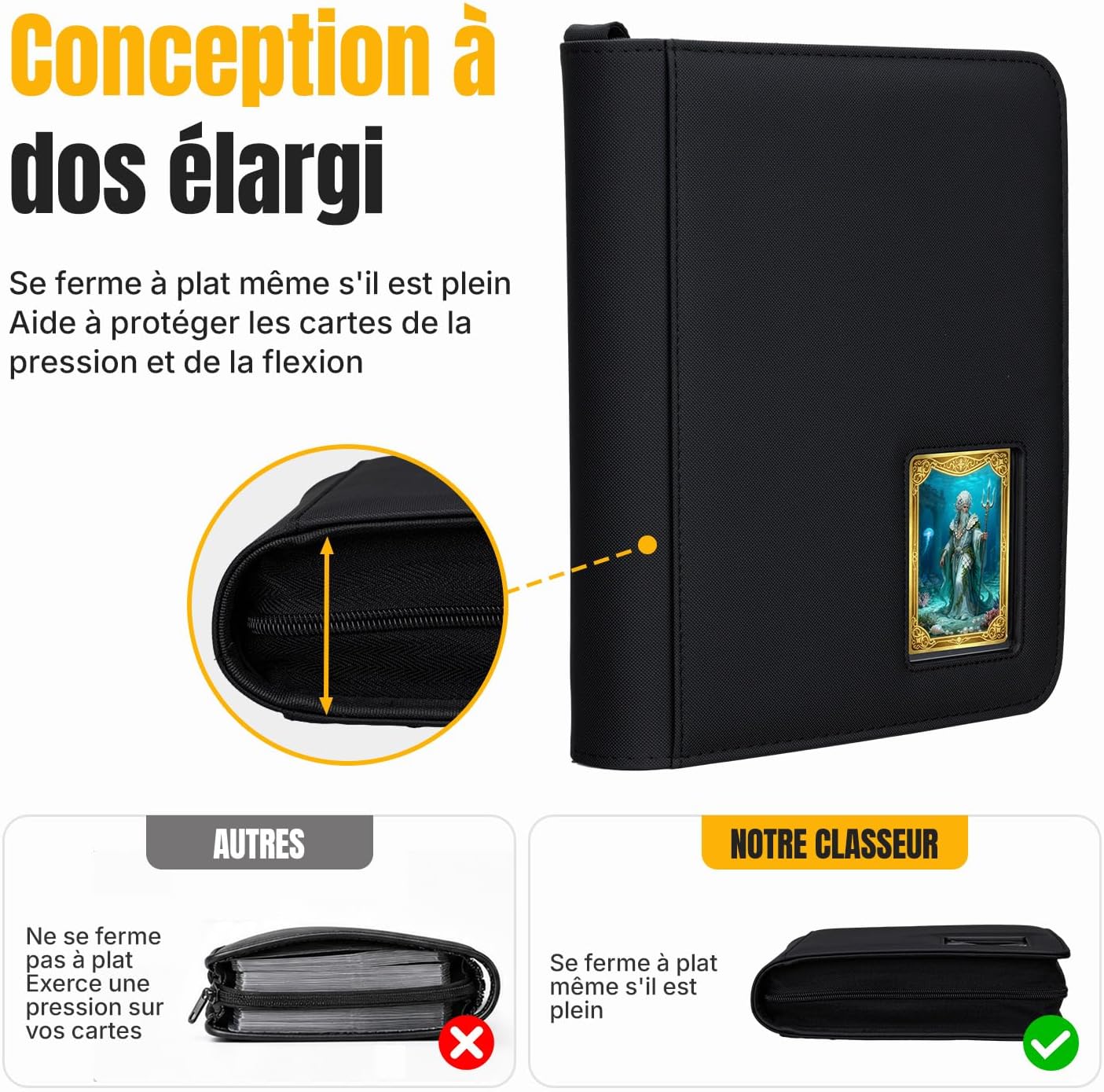 Detalle de Album Tolesum pour 160 Cartes Toploader : classeur 4 poches, étuis inclus et design sans anneaux