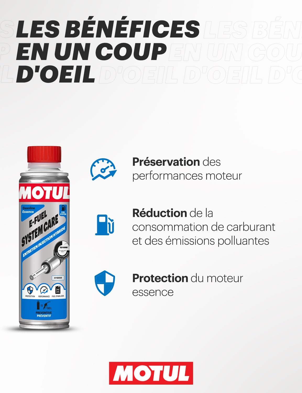 Detalle de Motul Entretien Injection Essence pour Voitures Hybrides HEV/PHEV – Additif Multifonction 300 ml