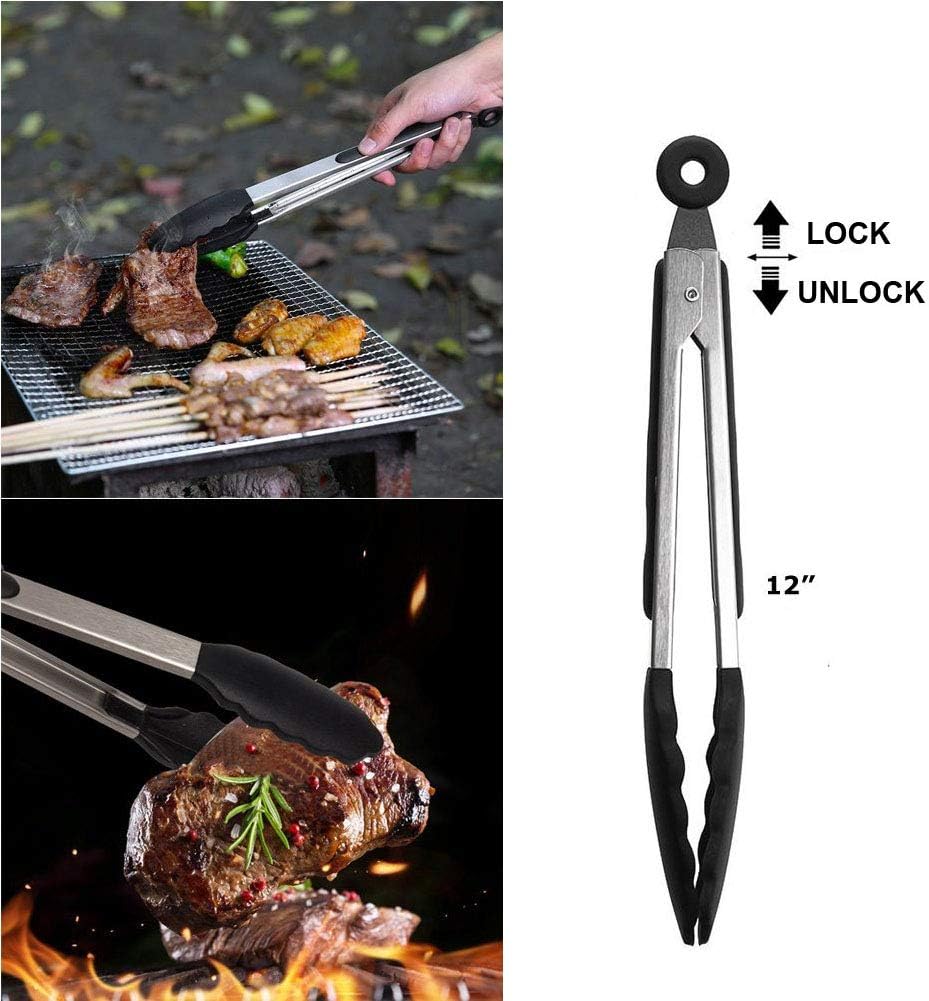 Thumbnail 4 de GOFRIEND BBQ Grill Mat Set of 5 with 12" Tongs & Silicone Brush
