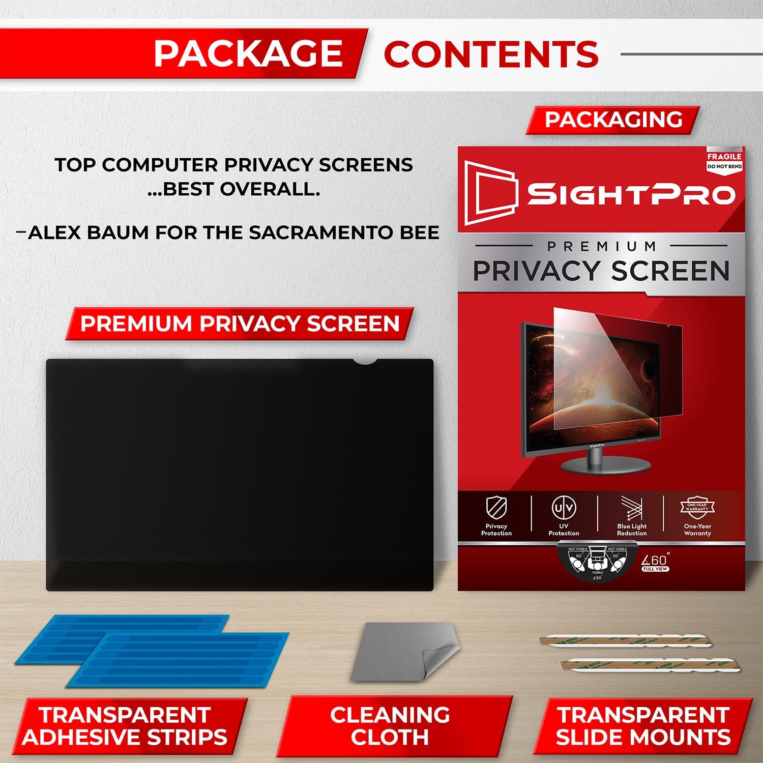 Detalle 2 de SightPro SP-PSB238169 / PF238W9B 23.8-Inch Privacy Screen Filter, 16:9 Anti-Glare