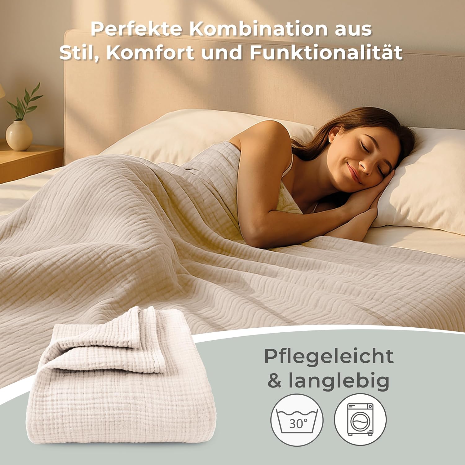 Thumbnail 6 de LAYNENBURG Premium Musselin Tagesdecke 150x200 cm