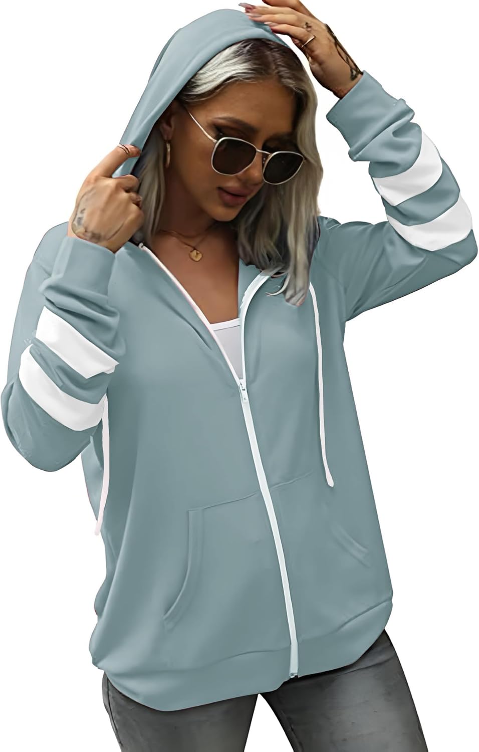 Thumbnail 3 de Jhsnjnr Sweatjacke Damen mit Kapuze – Reißverschluss, Fleece, lässiger Sport-Style