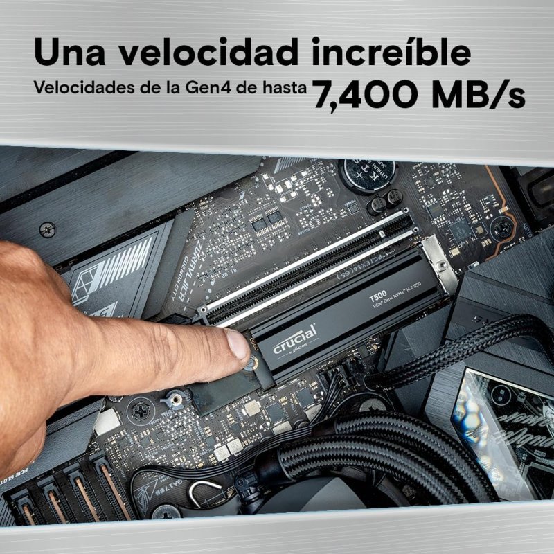 Detalle 2 de Crucial T500 1TB SSD NVMe PCIe Gen4 con disipador 💾