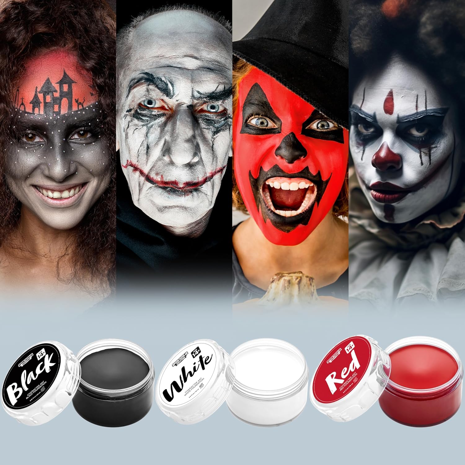 Detalle 2 de Spooktacular Creations Halloween Makeup Kit, 3 Oil-Based Colors, Brushes & Sponges