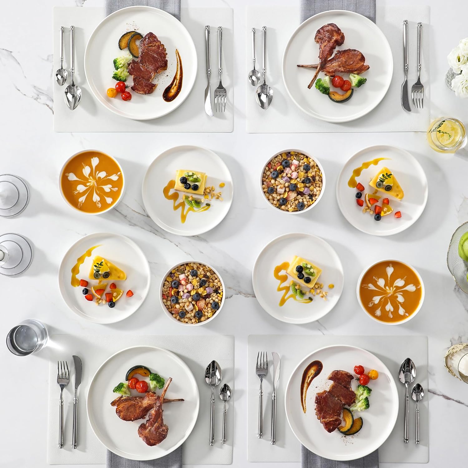 Thumbnail 5 de MALACASA Leah 12 Pieces Porcelain Dinnerware Set for 4